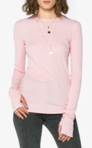 Helmut Lang Womens Long Sleeve Top Rib Crewneck Solid Pink Size M H10HW504 - £100.26 GBP