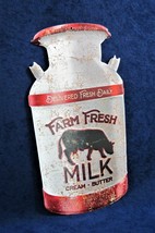 Farm Fresh Milk -*US Made* Die-Cut Embossed Metal Sign - Country Kitchen Décor - £12.02 GBP