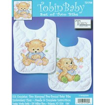 Tobin Stamped Cross Stitch Bib Pair Kit 8X10 2/Pkg-Baby Bears (Pack of 1) - $45.49