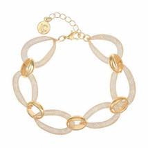 Liz Claiborne Link Bracelet Mesh Wire W Gold Tone Metal NEW - £13.99 GBP