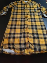 Full Circle Trends Yellow Madras Plaid Shirt Dress 3/4 Sleeve Womens Large - $14.74