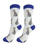 Cat Silver Tabby Socks Full Body Fun Novelty Dress Casual Unisex SOX Kit... - £8.89 GBP