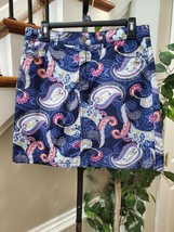 Croft &amp; Barrow Women Blue Paisley Cotton Casual Classic Fit Stretch Skort Size 8 - £20.23 GBP