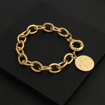 New Gold Color Charm Chain Wrist Jewelry Bracelets for Women Men Fashion Copper  - £14.16 GBP