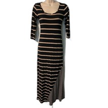 Finn &amp; Clover Black and Brown Striped Maxi 3/4 Sleeve Dress XS/SP - £7.75 GBP