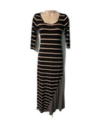 Finn &amp; Clover Black and Brown Striped Maxi 3/4 Sleeve Dress XS/SP - £7.78 GBP