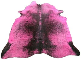 Dyed Pink Cowhide Rug Size: 7&#39; X 6 1/2&#39; Pink Salt &amp; Pepper Cowhide Rug C-995 - $296.01