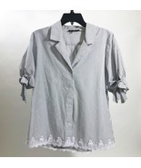 Karl Lagerfeld Paris Lace Hem 3/4  Bowtie Sleeves Black &amp; White Striped ... - $351.44 MXN