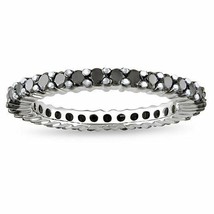 0.75 Ct Black Enhanced Diamond Wedding Anniversary Eternity Band 14K White Gold - £245.39 GBP