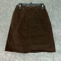 Eddie Bauer Womens Skirt 6 Brown A Line Zip Outdoor Casual Pockets Solid... - $24.98