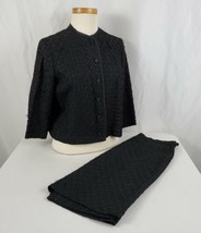 Puritan Forever Young Vintage Skirt Suit Women&#39;s Size 8 Black Ribbon Weave 50&#39;s - £30.51 GBP