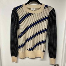 Milly NY New York Pullover Sweater Womens Size Small Cream Black Blue Striped - £22.92 GBP