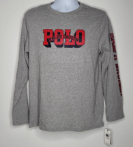 Polo Ralph Lauren Boys XL 18-20 Tee Shirt Gray Red Spellout Long Sleeve NEW - £23.15 GBP