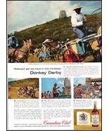 Canadian Club PRINT AD &quot;Donkey Derby&quot; Canadian Blended Whiskey BX4 - $209.90 MXN