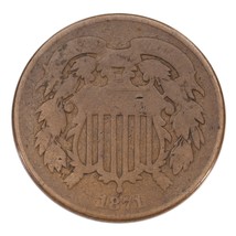1871 Two Cent Piece in Good Condition, Brown Color, Full 4 Digit Date - $44.09