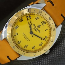 Mechanical Henri Sandoz &amp; Fils Vintage Winding Swiss Mens Yellow Watch a228305-4 - £20.03 GBP