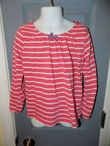 Mini Boden Pink/White Striped Long Sleeve Shirt Size 4/5Y Girl&#39;s EUC - £14.35 GBP