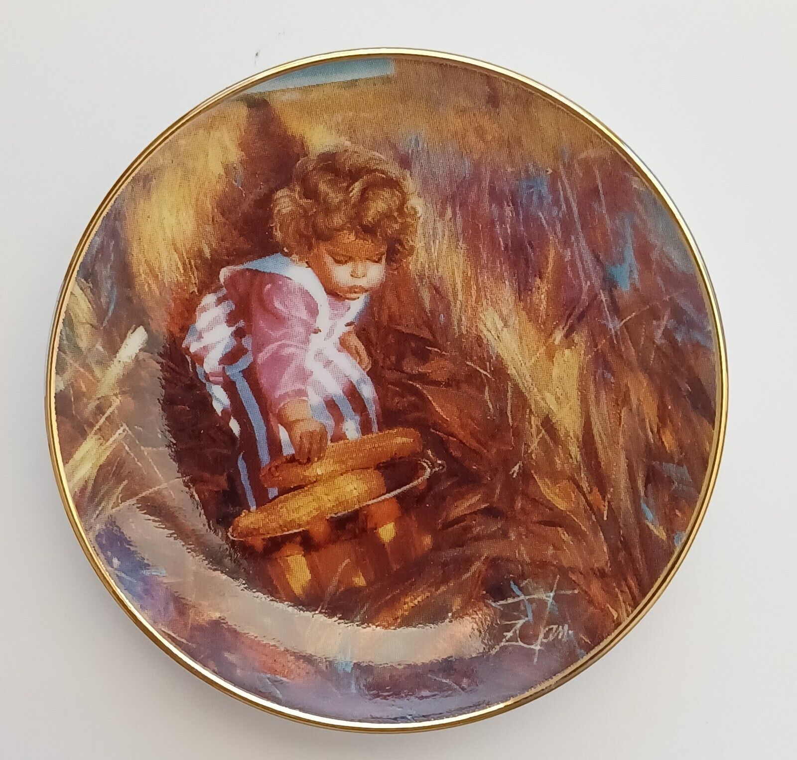 Golden Harvest Collector Plate with Box - Father&#39;s Day 1995 - Donald Zolan - $1.98