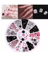 Nail Art Pink /Silver Rhinestones Mixed Size Nail Studs Manicure Decorat... - €10,39 EUR