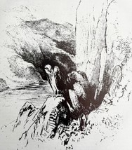 Osprey Nesting Art Print Black &amp; White Birds Of Prey Vintage Nature 1979... - $29.99