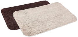 Anti-Slip Microfibre Bathmat Machine-washable (40cm x 60cm) Brown &amp; Grey 2 Pcs  - £23.78 GBP