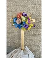 Cemetery flowers , cemetery cross, memorial flowers, cross with flowers,... - $25.00