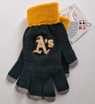 Oakland A&#39;s Stretch Knit Gloves with Texting Tips MLB Oakland Athletics - £7.56 GBP