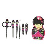 Japanese Kokeshi Doll Black Kimono Portable Case w/ Manicure Pedicure To... - $14.99