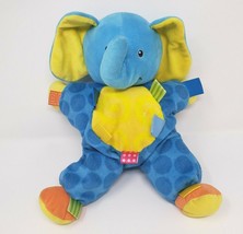 12&quot; Taggies Mary Meyer Blue Yellow Baby Elephant Stuffed Animal Plush Toy Lovey - £26.43 GBP