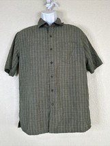 Croft &amp; Barrow Easy Care Men Size M Gray Check Weave Button Up Shirt Sho... - £8.44 GBP