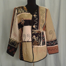 Indigo Moon S Small Jacket Art To Wear Cheetah Vtg 90&#39;s Artsy Color Block Brown - £27.42 GBP