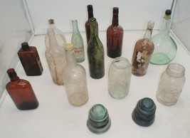 Lot Of Vintage Antique Glass - Insulators, Cola, Canning Jars Bottles - £23.59 GBP