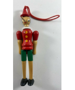 Vintage Pinocchio 6” Wooden Jointed Doll Christmas Ornament - $14.84
