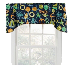 Sea Point Arch Valance Navy Rope Cord Trim Nautical Print Beach Summer H... - $34.27