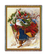 72x54 WINDSWEPT SANTA CLAUS Holiday Winter Tapestry Throw Blanket - £49.61 GBP
