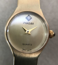 Vtg 80s Phasar Diamond Analog Quartz Stainless Steel Goldtone Band Wrist... - £62.94 GBP