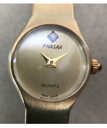 Vtg 80s Phasar Diamond Analog Quartz Stainless Steel Goldtone Band Wrist... - £62.94 GBP