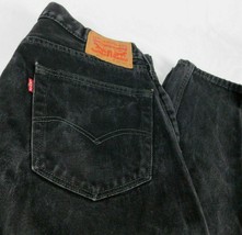 Levis 505 Black Denim Jeans W 34 L 30 (Act L 29 ) Regular Fit Straight Leg 01 - £27.96 GBP