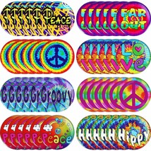 48 Pieces Hippie Button Pins Retro Buttons Pins 60&#39;S Party Buttons Hippie Costum - £17.56 GBP