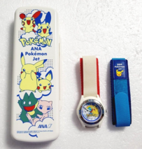 ANA Pokemon Jet Wristwatch with Case Band Pikachu Old Retro Vintage - $82.28