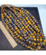 Perline Millefiori floreali stile veneziano vintage giallo audace con... - $55.06