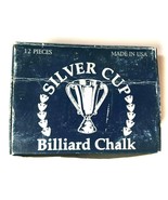 Silver Cup Billard Pool Chalk 1 Dozen (12) Pieces Blue USA Box Georgia  ... - $6.88