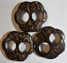 3 pcs New Flower Buckle Coconut Shell Sarong Pareo Clip Two Holes Brown - £6.17 GBP