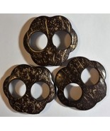 3 pcs New Flower Buckle Coconut Shell Sarong Pareo Clip Two Holes Brown - $10.82 CAD