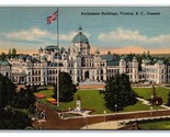 Parliament Buildings Victoria BC British Columbia Canada UNP Linen Postc... - $3.49