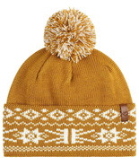Obermeyer Beanie Nordic Pom Cortado Mustard Yellow White Fair Isle Unise... - $462.55 MXN