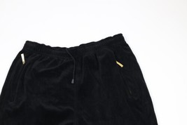 NOS Vtg Streetwear Mens L Blank Velour Adjustable Cuff Wide Leg Sweatpants Black - £54.76 GBP
