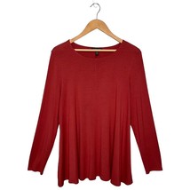 Eileen Fisher Long Sleeve Round Neck A Line Relaxed Soft Tunic Rusty Mauve L - $39.59