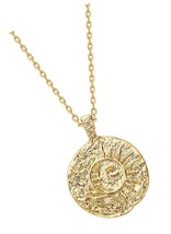 14K Gold Plated Engraved Coin Pendant | Byzantine Coin - £40.43 GBP