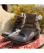 Freebird By Steven Roper Boots 9M Brown Leather Distressed Strappy Booties - $113.85